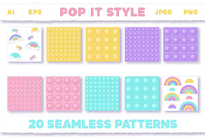 Pop It Fidget Toy Pastel Pattern Set