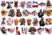Watercolor USA Patriotic Clipart Set, a Seasonal Illustration by InkyQueenArt (Thumbnail 4 of 5)