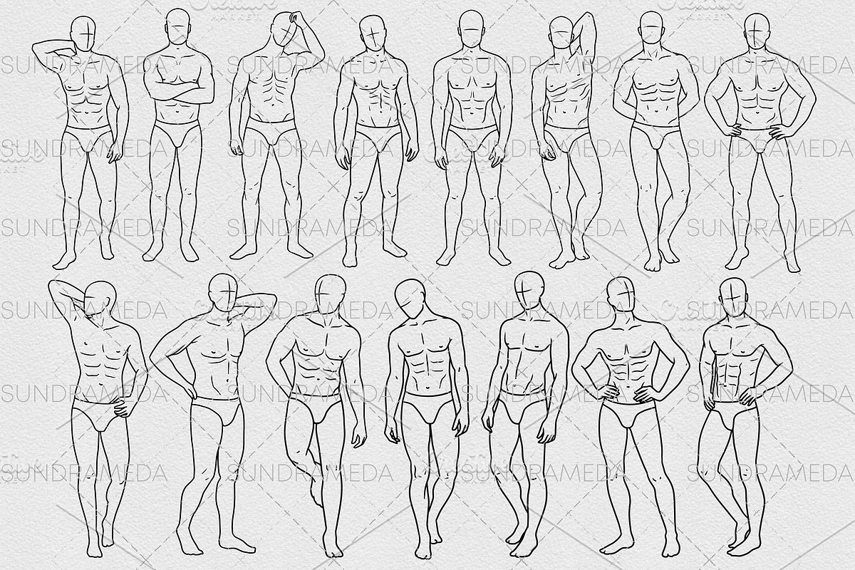 Male Body Stamp Brushes Procreate, a Brush Add-On by sundrameda (Photo 2 of 8)