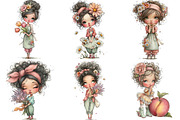 Quirky Girl With Flowers Clipart Bun, an Illustration by DreamPrint404 (Thumbnail 6 of 7)