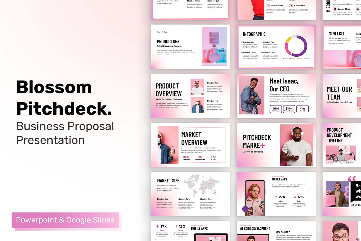 64 Blossom Pitchdeck Presentation, a Presentation Template by Fitra Noor