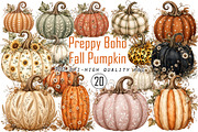 Preppy Boho Fall Pumpkin Clipart, a Seasonal Illustration by Designworld (Thumbnail 1 of 6)