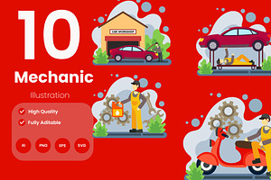 Mechanic Illustration Pack, an Illustration by baii09
