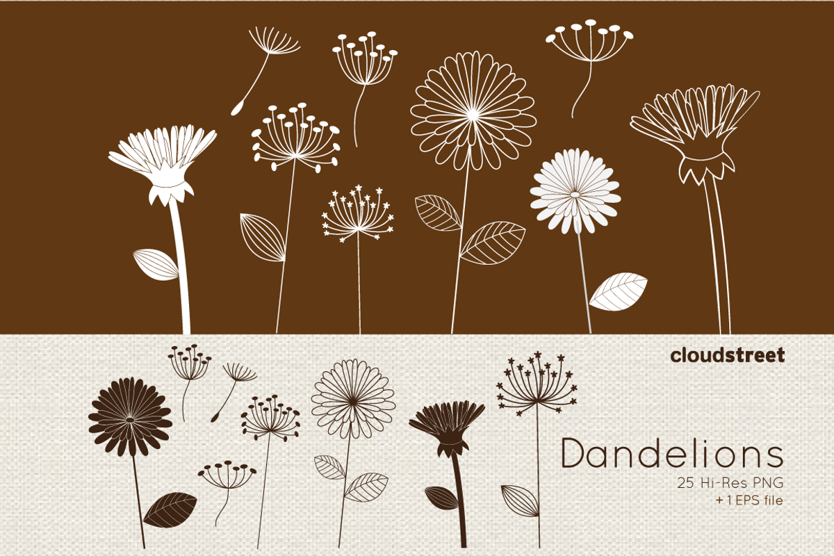 Dandelions Clipart, an Illustration by cloudstreetlab