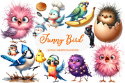 Watercolor Funny Bird Clipart, an Illustration by Daily.Designs (Thumbnail 1 of 4)