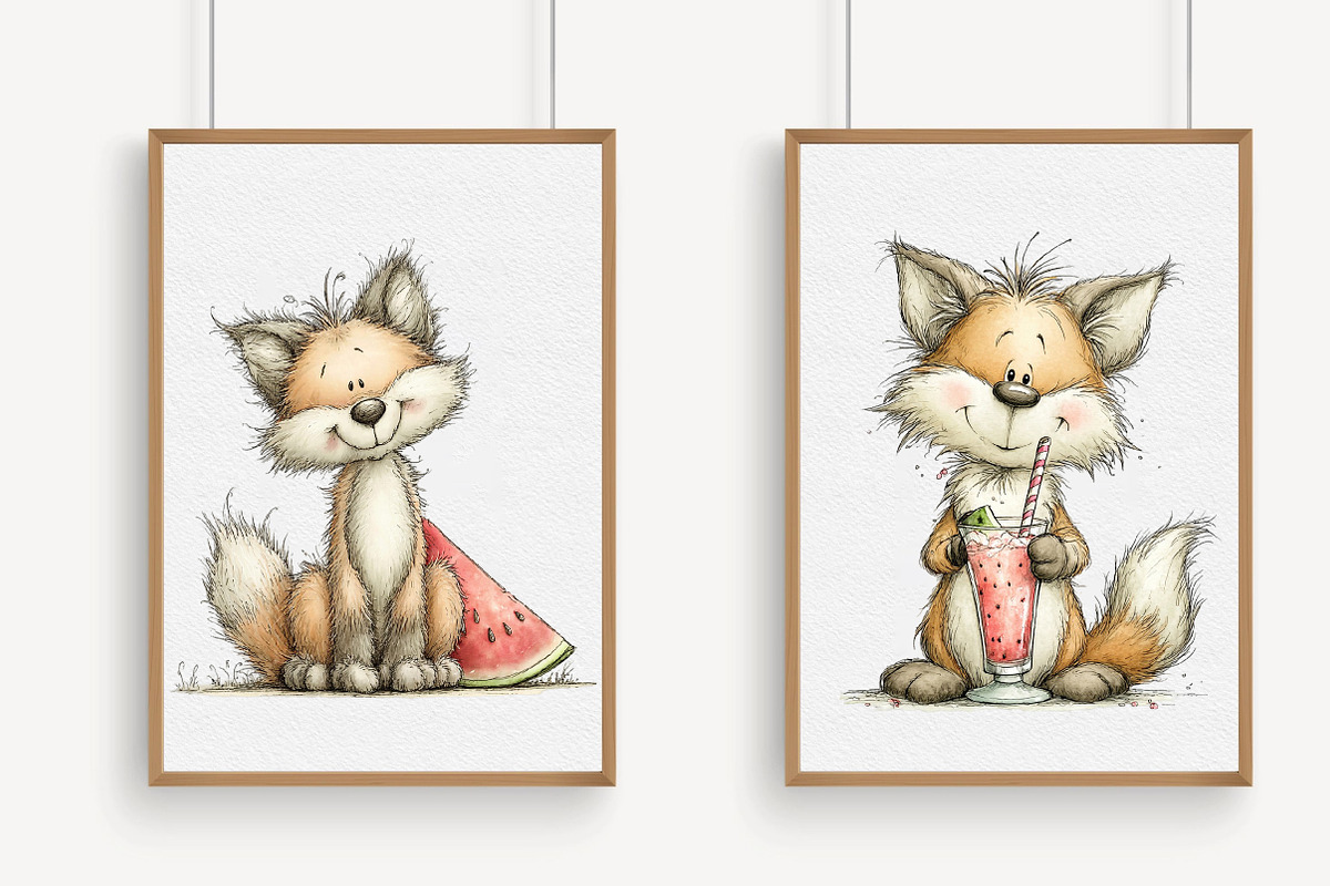 Summer Fox Enjoy Watermelon Clipart, an Illustration by Libby Wishes (Photo 5 of 7)