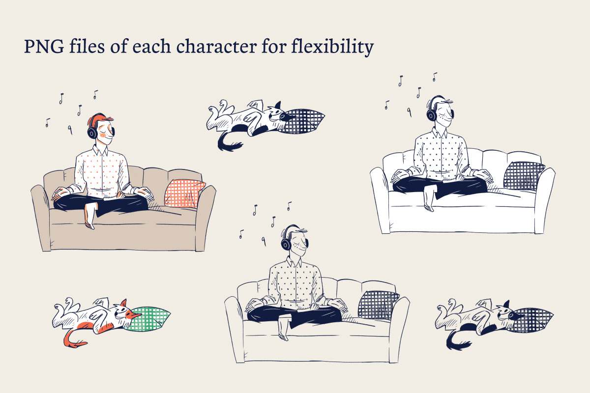 Man listening to music, a Healthcare Illustration by Travel Illustration Shop (Photo 4 of 5)