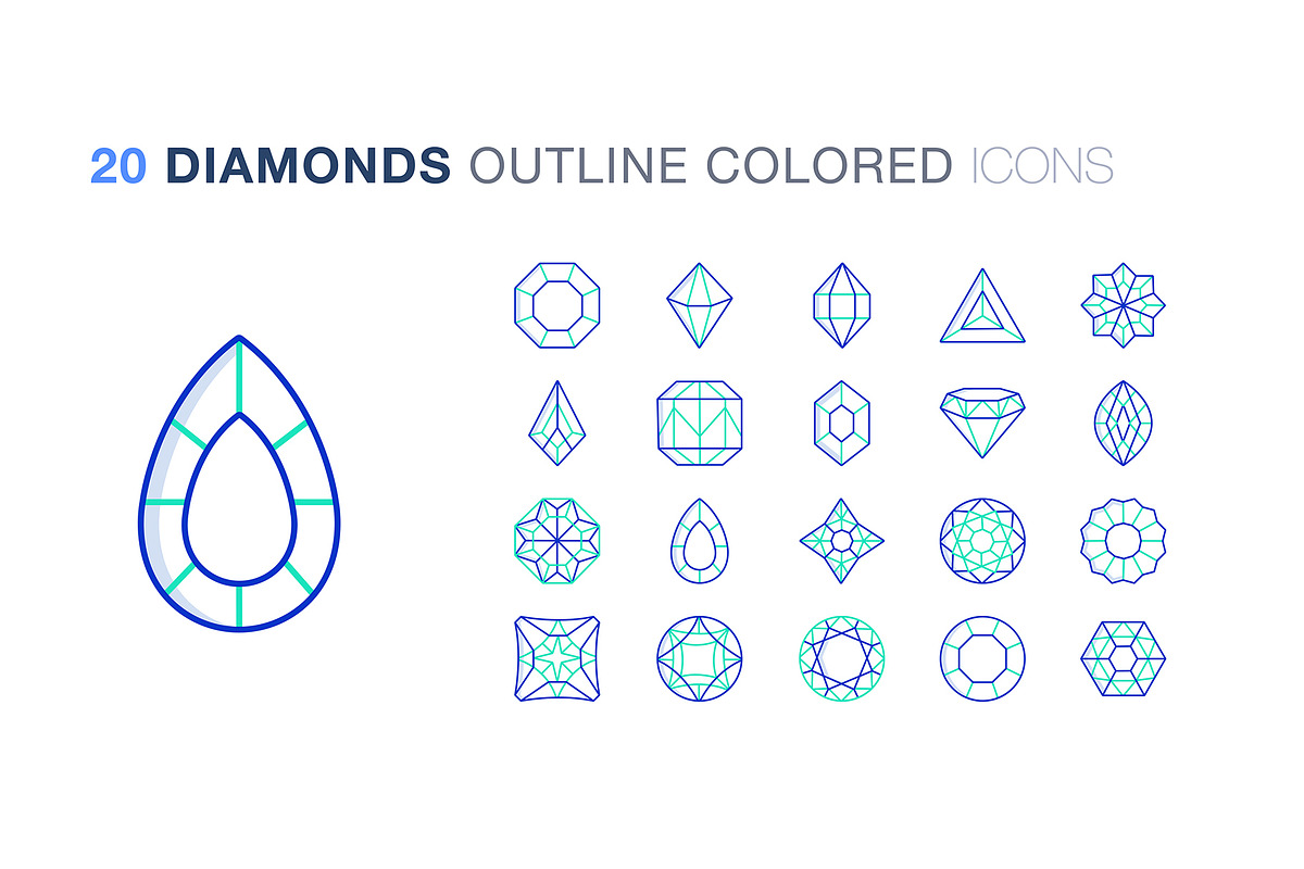 Diamond and gems icon set, an Icon by Icongeek26 (Photo 5 of 6)
