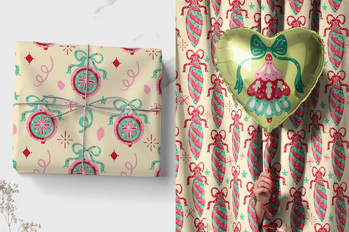 Christmas ornaments confetti pattern, a Pattern Graphic by Carpet Tapete Pretzel (Photo 6 of 11)