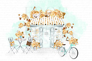 Watercolor Coffee Paris Cafe Clipart, a Decorative Illustration by Frou Fou Craft (Thumbnail 4 of 4)
