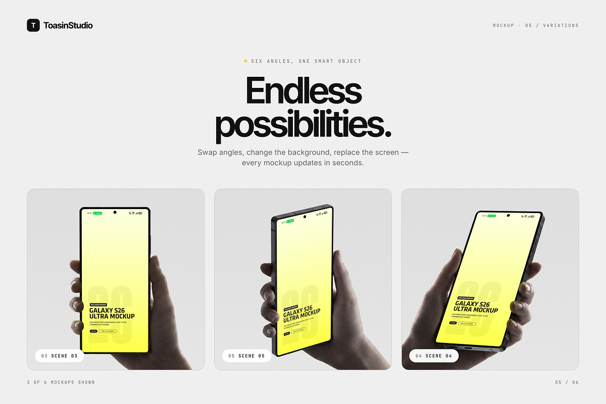 Hand Held Galaxy S26 Ultra Mockup, an Android Mockup by Toasin Studio (Photo 5 of 8)