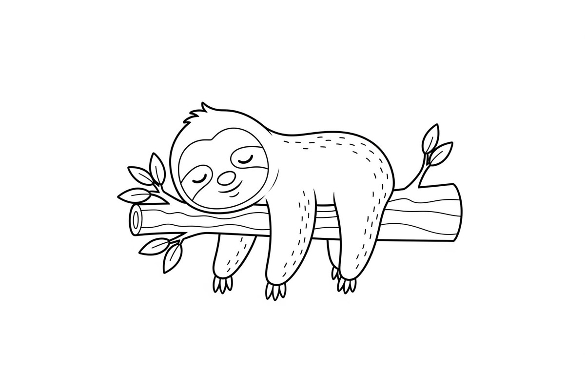 Cute Sloth Line Art Bundle, an Illustration by musafir_fashion (Photo 16 of 51)