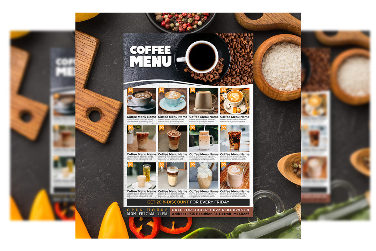 Coffee menu flyer template, a Flyer Template by imadeDesign (Photo 1 of 3)
