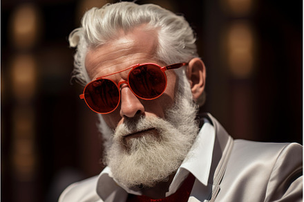 Stylish senior man with red, a Person Photo by Ylivdesign