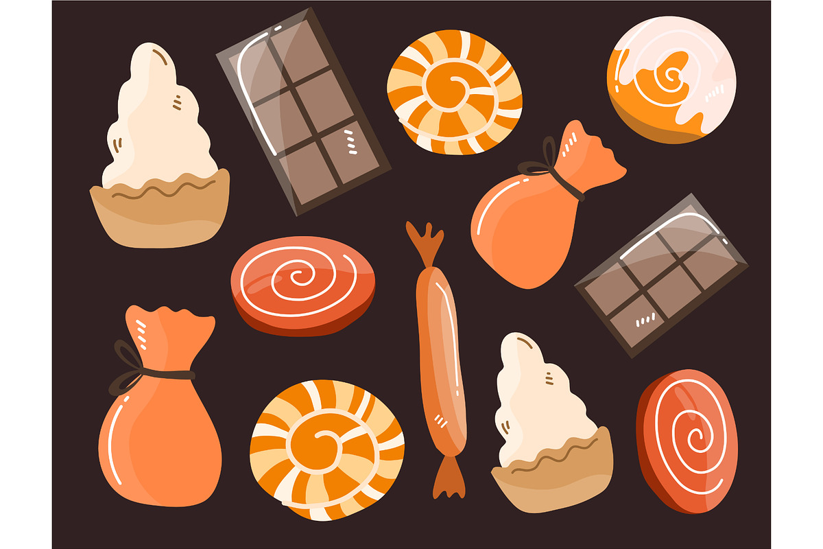 Cute candy bundle set vector, a Food Illustration by foxndeer (Photo 3 of 4)