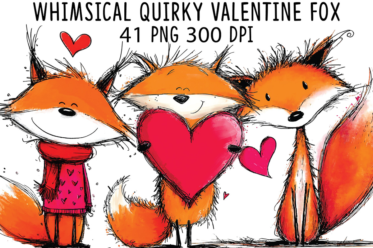 Whimsical Quirky Valentine Fox Clipa, a Graphic by CraftArtStudio (Photo 1 of 6)