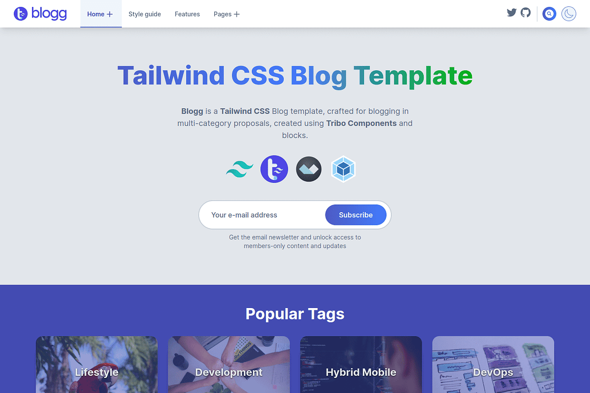 Blogg - Tailwind Theme (HTML + CSS), a HTML Template by tribo.studio (Photo 3 of 7)