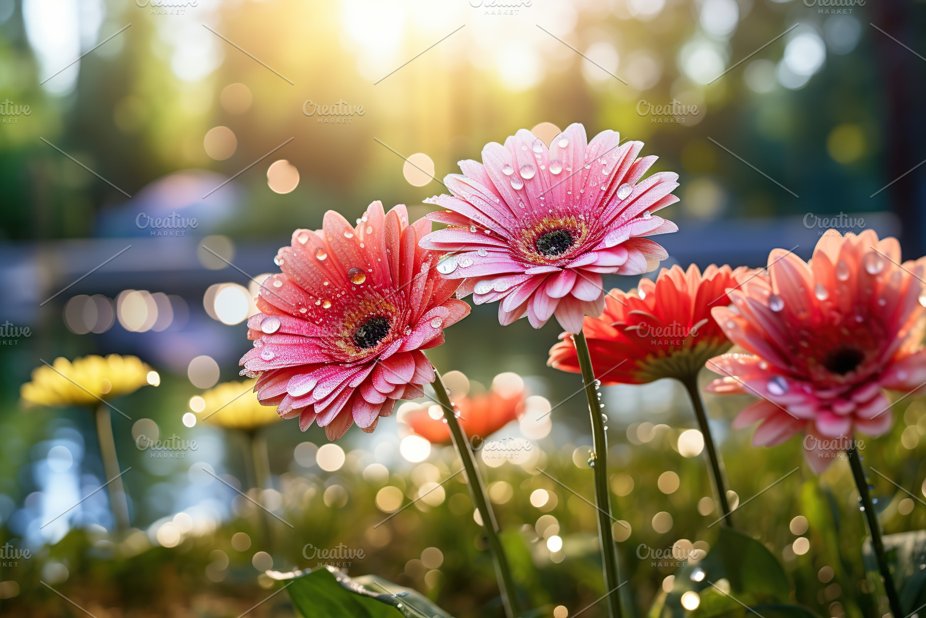 Colorful gerbera flowers in the park, a Nature Photo by AlyaAnd