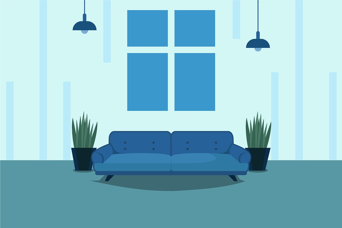 living room vector illustration, a Decorative Illustration by zyxroun shop