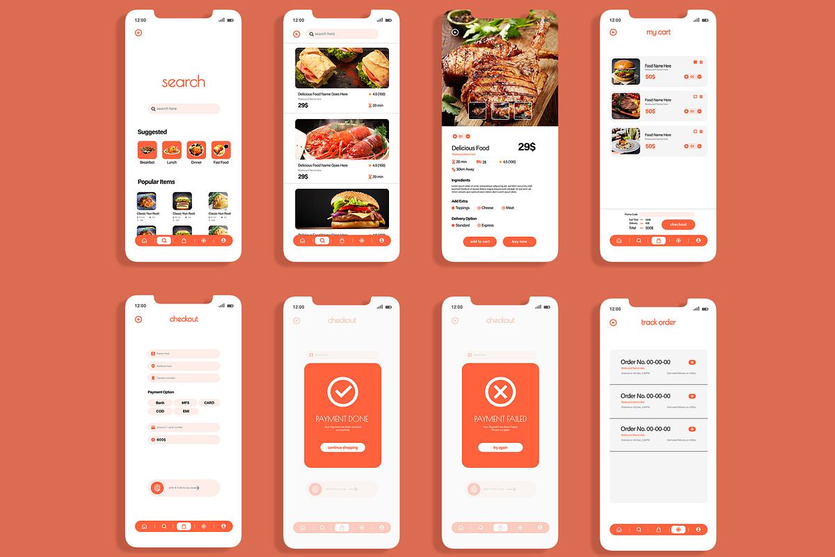Responsive Food App UI Layout, an UI Kit Template by CreativeShaper (Photo 2 of 4)
