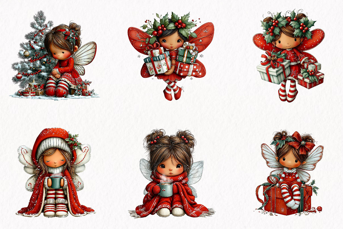 Whimsical Christmas Fairy Clipart, a Seasonal Illustration by fashionaddict (Photo 3 of 7)