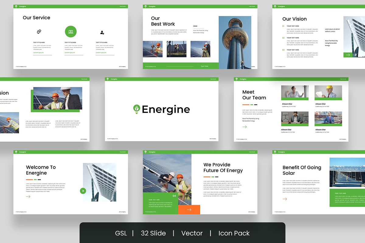 Energine - Solar & Renewable Energy, a Presentation Template by BumbleGraph Studio (Photo 1 of 9)