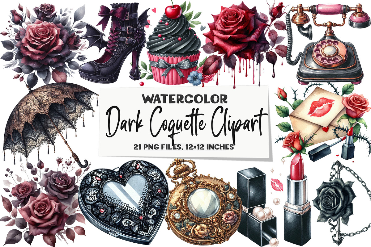 Dark Coquette Clipart, an Illustration by DreamArtGraphic (Photo 1 of 5)