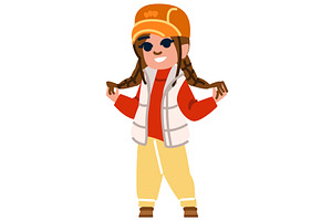 Smiling girl playing with her braids, a Person Illustration by pikepicture