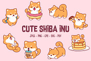 Cute Shiba Inu Clipart Set, an Animal Illustration by Rafiart26 (Thumbnail 1 of 2)