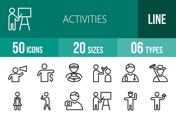 50 Activities Line Icons