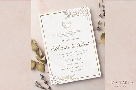 Elegant Wedding Invitation template, a Stationery Template by Liza Takla