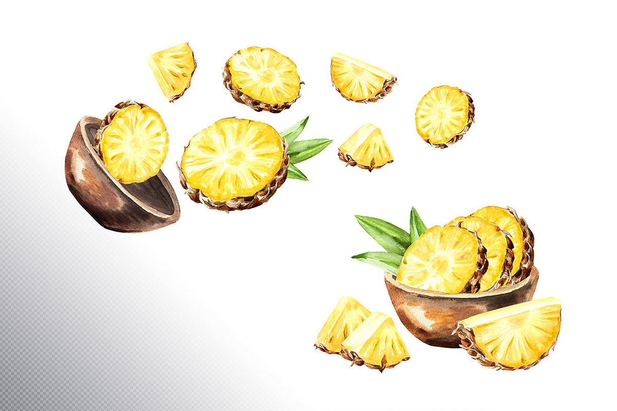 Tropical Pineapple. Hand painted, a Food Illustration by Daria Ustiugova (Photo 7 of 28)