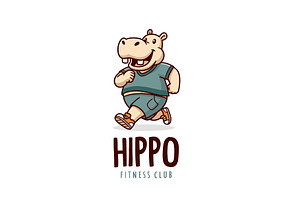 Hippo Fitness Club – Strong, Happy,, an Animal Illustration by Izdihaar_Studio