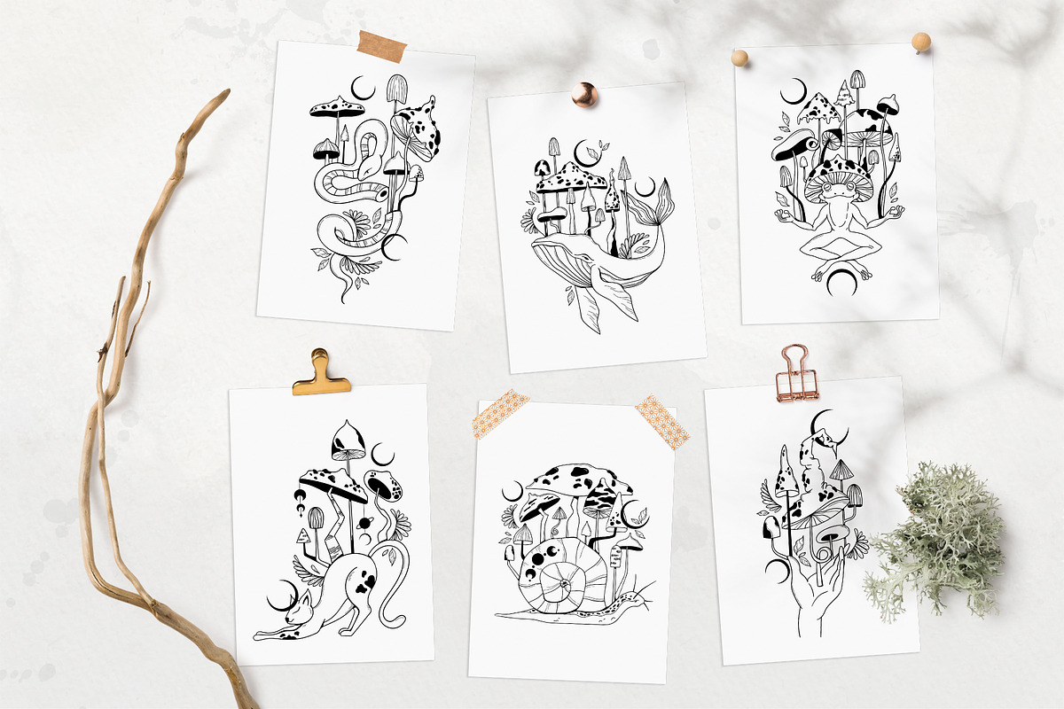 Mystical Mushrooms - graphic kit, an Animal Illustration by My Space Garden (Photo 10 of 17)