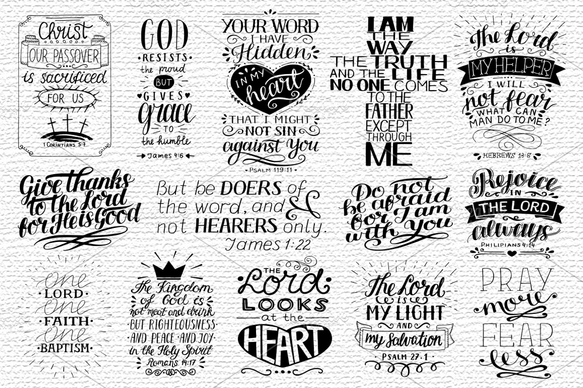 BUNDLE 50 BIBLE VERSES, an Illustration by Ola-la-la (Photo 3 of 10)