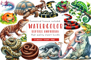 Watercolor Reptile Clipart Amphibian, an Illustration by CreationArt