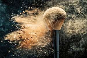 Makeup brush with powder explosion, a Beauty & Fashion Photo by AlyaAnd