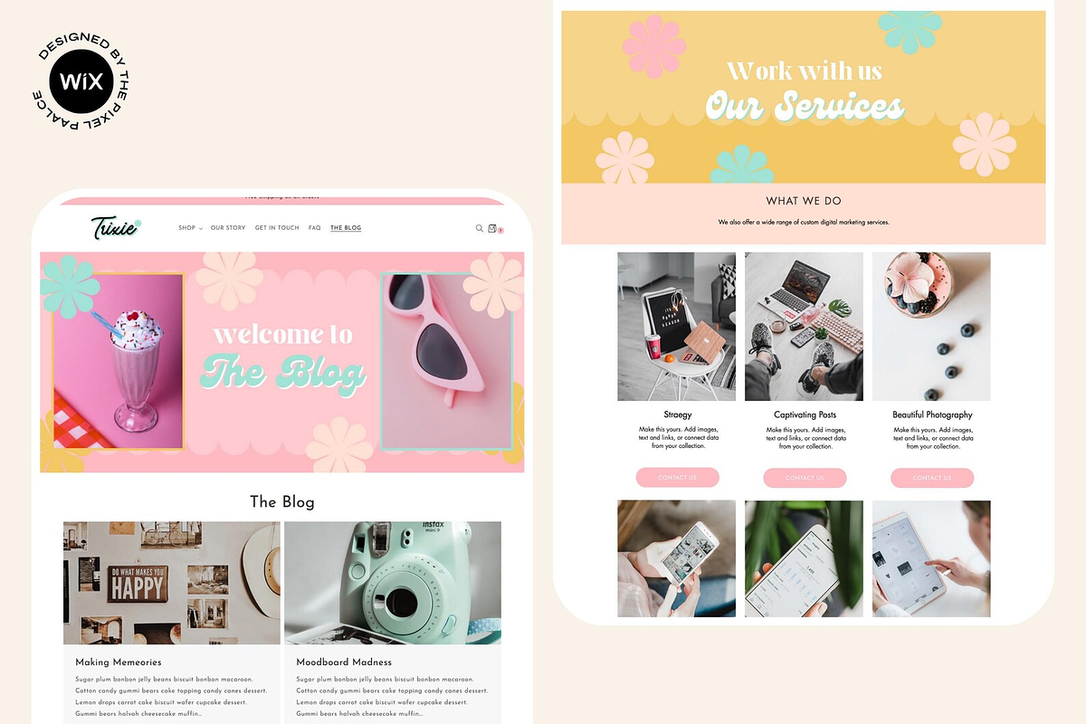 Wix Website Template Bright Retro, a Wix Template by The Pixel Palace (Photo 8 of 10)