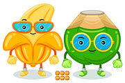 Banana and Coconut Character Vector, an Object Graphic by MEDZ (Thumbnail 1 of 3)
