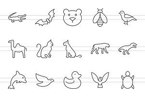 60 Animals & Insects Line Icons