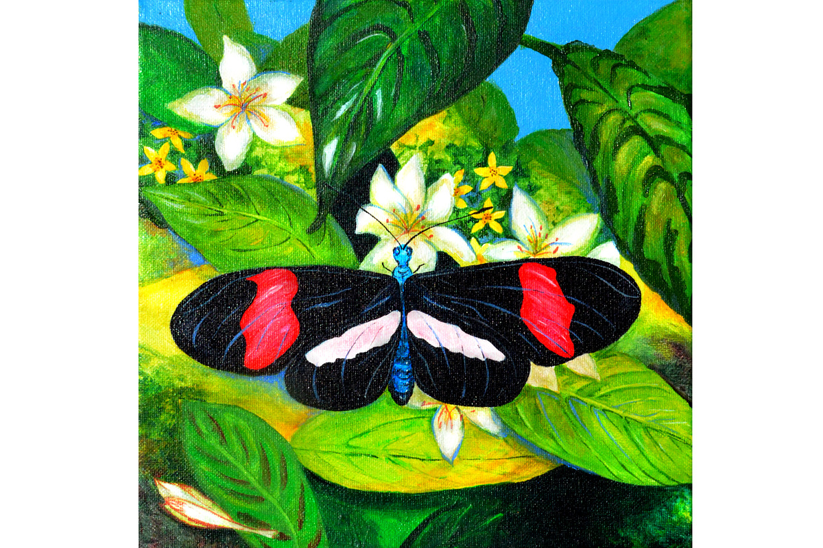 Tropical Butterfly Hand Painted Art, an Animal Illustration by Sharon Schwalbe (Photo 2 of 2)
