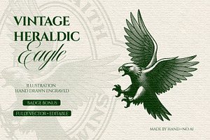 Heraldry Eagle Engraving, an Animal Illustration by Kaizla03