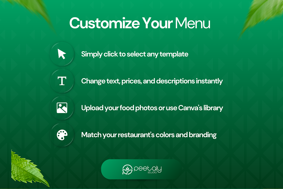 Pizza Restaurant Menu Canva Template, a Landing Page Template by PeetalyStudioDesigns (Photo 4 of 7)