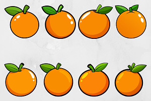 Cartoon Clementine Clipart Set