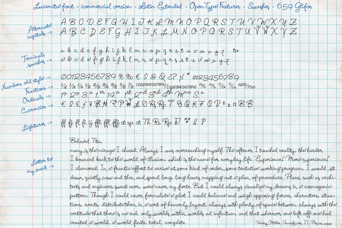 Lucemita font preview 2