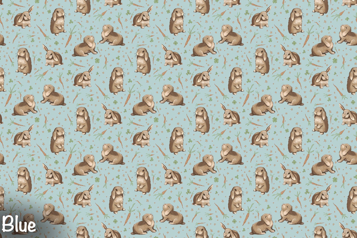 Rabbits & Carrots Repeat Pattern, a Pattern Graphic by Forest Lily (Photo 4 of 11)