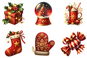 Red Gold Christmas Clipart, an Illustration by Designking (Thumbnail 2 of 5)