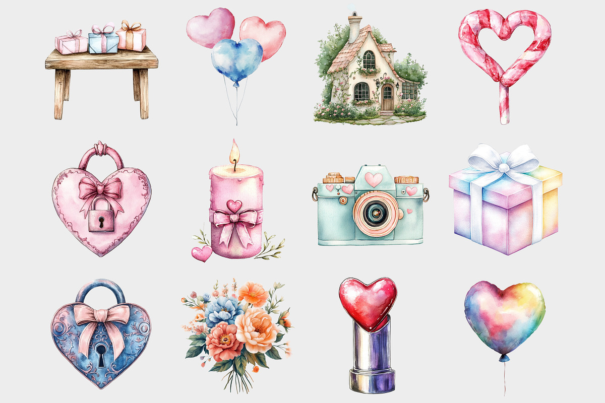 Watercolor Rainbow Valentines Day, a Seasonal Illustration by Design Market (Photo 2 of 5)