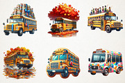 Back To School Bus Watercolor Png, an Illustration by RobertsArt (Thumbnail 7 of 7)