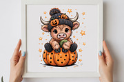 Cute Halloween Highland Cow PNG, a Graphic by olgasallom (Thumbnail 2 of 3)
